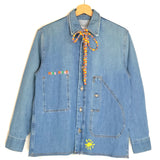 Blue Silver Lake LAND OF HAPPINESS Embroidered Denim Jacket / MIRA MIKATI - Size 34