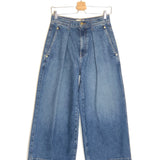 Blue Denim The APRIL Cropped Pleated High-rise Wide-leg Jeans / ULLA JOHNSON - Size 24