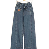 Blue Denim Trompe L'Oeil Double-Waist Wide-Leg Jeans / LOEWE - Size 36