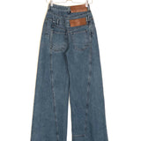 Blue Denim Trompe L'Oeil Double-Waist Wide-Leg Jeans / LOEWE - Size 36