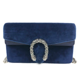 Blue DIONYSUS Velvet and Leather Super Mini Crossbody Bag / GUCCI