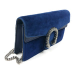 Blue DIONYSUS Velvet and Leather Super Mini Crossbody Bag / GUCCI