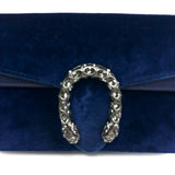 Blue DIONYSUS Velvet and Leather Super Mini Crossbody Bag / GUCCI