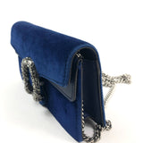Blue DIONYSUS Velvet and Leather Super Mini Crossbody Bag / GUCCI