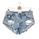 Blue Distressed Denim Shorts / ONE TEASPOON - Size 28