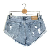 Blue Distressed Denim Shorts / ONE TEASPOON - Size 28