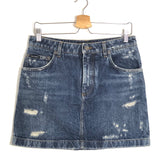 Blue Distressed-Finish Cotton Denim Mini Skirt / DOLCE & GABBANA - Size 42 IT