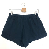 Blue Embroidered Cotton Mini Shorts - One Size
