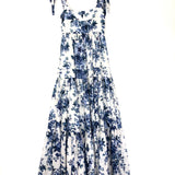 Blue Floral ALIANE Tie Shoulder Maxi Dress / ZIMMERMANN - Size 0