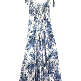 Blue Floral ALIANE Tie Shoulder Maxi Dress / ZIMMERMANN - Size 0