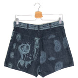 Blue Floral and Paisley Print Denim Shorts / CHRISTIAN DIOR - Size 40
