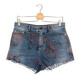 Blue Floral Cotton Denim Shorts / SAINT LAURENT - Size 28