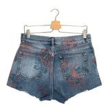 Blue Floral Cotton Denim Shorts / SAINT LAURENT - Size 28