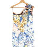 Blue Floral Pattern One Shoulder Mini Dress / MISSONI - Size 40