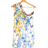 Blue Floral Pattern One Shoulder Mini Dress / MISSONI - Size 40