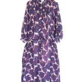 Blue Floral Printed Long Sleeves Midi Dress  / ATTIC & BARN - Size 36