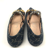 Blue GG Denim Pointed Toe Ballerina Flats / GUCCI - Size 37