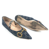 Blue GG Denim Pointed Toe Ballerina Flats / GUCCI - Size 37