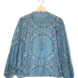 Blue HARPER Bandana Print Lurex Silk Cotton Voile Blouse / MC2 SAINT BARTH - Size S