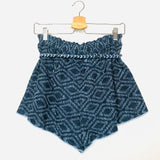 Blue Indigo Geometric-pattern Drawstring-waist Shorts / MAJE - Size 38