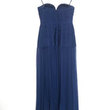 Blue ISOLA Strapless Chiffon Ruched Midi Dress / SHONA JOY - Size 36