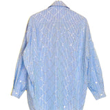 Blue Janeiro Rhinestone-embellished Oversized Long Sleeves Cotton Shirt / SANDRO - Size 1
