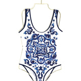 Blue Majolica print One-Piece Swimwsuit / DOLCE & GABBANA - One Size