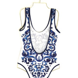 Blue Majolica print One-Piece Swimwsuit / DOLCE & GABBANA - One Size