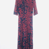 Blue Marine/Burgundy BLAKE Crepe Chiffon Maxi Buttoned Dress / BA&SH - Size 0