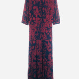 Blue Marine/Burgundy BLAKE Crepe Chiffon Maxi Buttoned Dress / BA&SH - Size 0