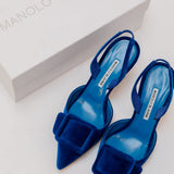 Blue MAYSLI Suede Buckle Detail Slingback Pumps / MANOLO BLAHNIK - Size 38