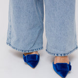 Blue MAYSLI Suede Buckle Detail Slingback Pumps / MANOLO BLAHNIK - Size 38