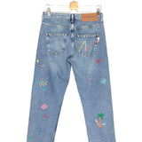 Blue Mid-rise Straight Embroidered Jeans / MIRA MIKATI - Size 36