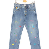 Blue Mid-rise Straight Embroidered Jeans / MIRA MIKATI - Size 36