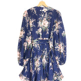 Blue MOONSHINE Wrap Linen Long Sleeves Mini Dress / ZIMMERMANN - Size 2