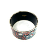 Blue Multicolor Printed Enamel Palladium-Plated Extra Wide (3,5cm) Bangle / HERMES - Size 19