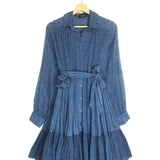 Blue NIRVANA Cascading Ruffled Cotton Long Sleeves Mini Dress / MES DEMOISELLES... - Size 34