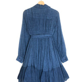 Blue NIRVANA Cascading Ruffled Cotton Long Sleeves Mini Dress / MES DEMOISELLES... - Size 34
