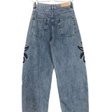 Blue Palm Trees Embroidered Barrel Jeans / SANDRO - Size 36