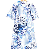 Blue Printed Cotton Voile Midi Dress / DRIES VAN NOTEN - Size XS