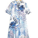 Blue Printed Cotton Voile Midi Dress / DRIES VAN NOTEN - Size XS