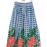 Blue Printed Embroidered Midi Skirt / XIWIKJ - Size S