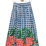 Blue Printed Embroidered Midi Skirt / XIWIKJ - Size S