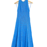 Blue RAROS Halterneck Backless Guipure Lace Midi Dress / MAJE - Size 36