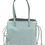 Blue Rockstud Double Handle Soft Leather Tote Bag / VALENTINO