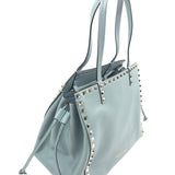 Blue Rockstud Double Handle Soft Leather Tote Bag / VALENTINO