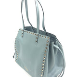 Blue Rockstud Double Handle Soft Leather Tote Bag / VALENTINO