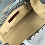 Blue Rockstud Double Handle Soft Leather Tote Bag / VALENTINO