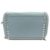 Blue Rockstud Double Handle Soft Leather Tote Bag / VALENTINO