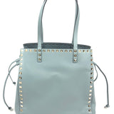 Blue Rockstud Double Handle Soft Leather Tote Bag / VALENTINO